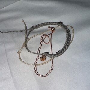 Elegant Gray and Rose Gold Bracelet Set